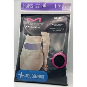 Maidenform Flexees Thong Firm Shapewear Cool Comfort Black Size XL NEW